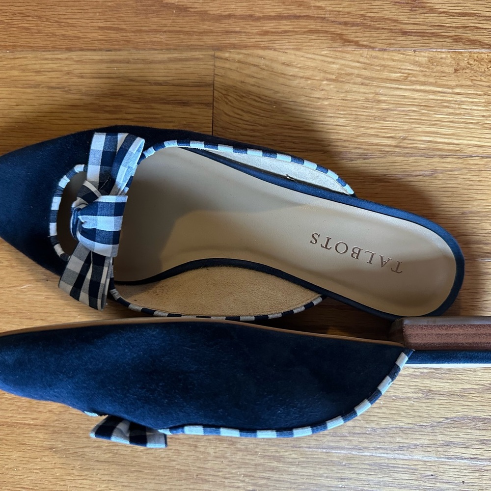 Talbots Black Mules with Chic Bow Detail